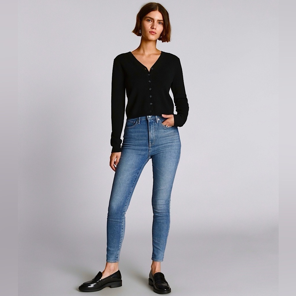 EVERLANE High‎ Rise Medium Vintage Wash Stretch Denim Ankle Crop Skinny Jeans 28